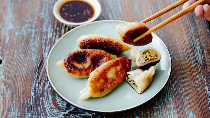 Jiaozi in der Pfanne gebraten - Potsticker