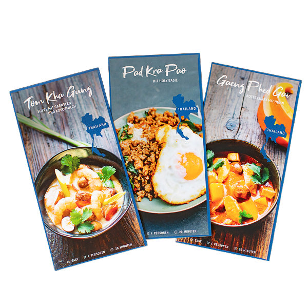 Thai Curry Kochbox - Pad Krapao, Rotes Curry, Tom Ka Gung