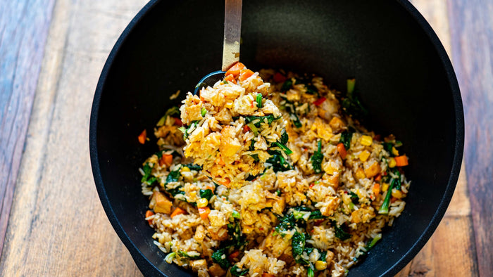 Gebratener Reis mit mariniertem Tofu