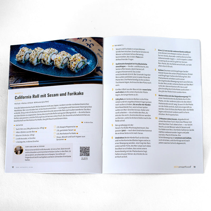 Sushi und Onigiri Rezeptheft gedruckt, 6 Rezepte auf 12 Seiten