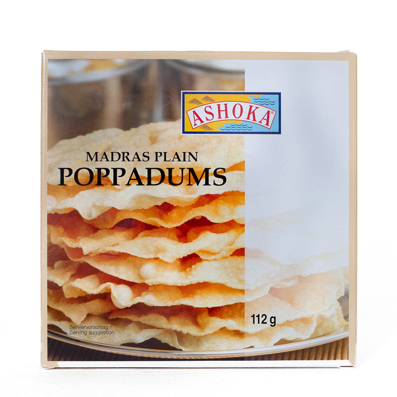 Poppadums Madras – knusprige indische Linsenfladen 112 g