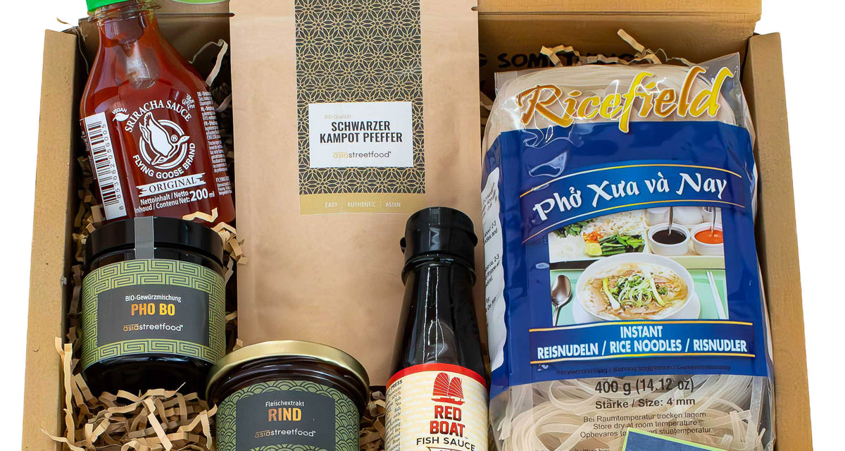Pho Bo Gewürz und Fleischextrakt in einer Box
